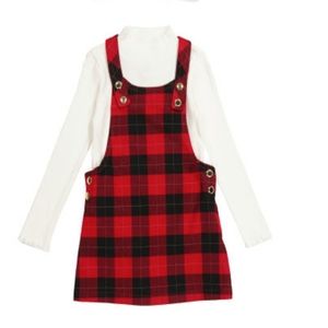 MAX STUDIOToddler Girls Plaid Jumper Set With Headband